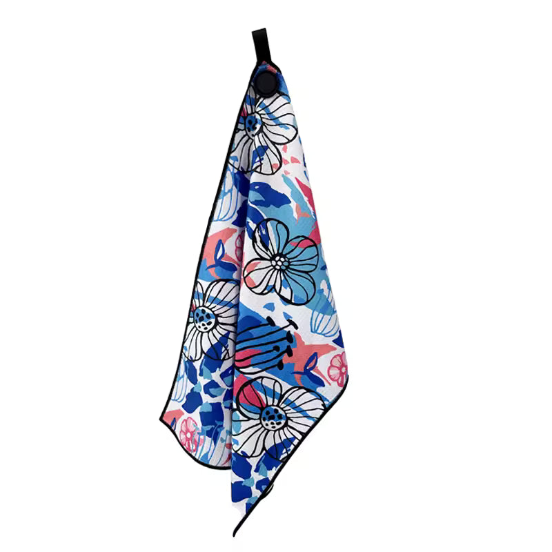 Golf Towel - Blue Flowers