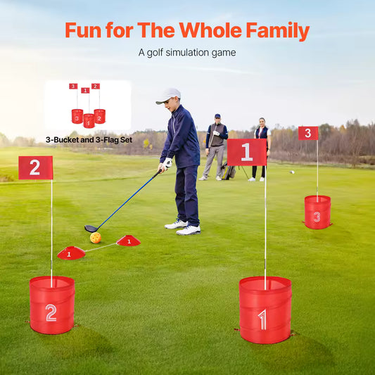 Portable 3-Hole Backyard Chipping Set - in use on grass